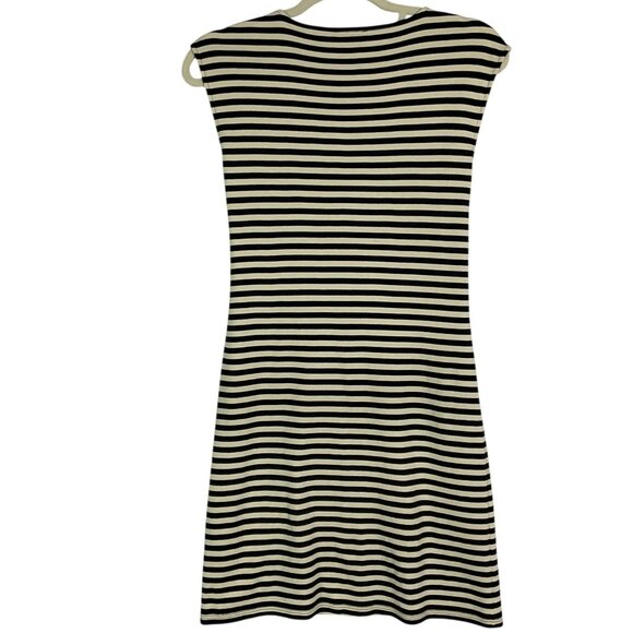 Theory Front Twist Mini Dress In Cream/Black Striped, size P which is a 0/00 - Picture 5 of 8